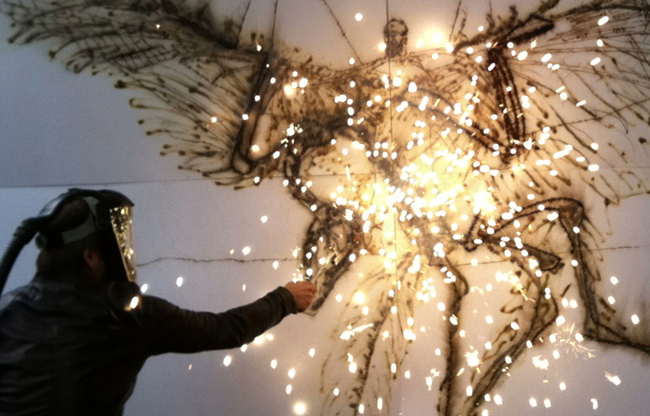 Detail Pyro Installation, Pyrgraphie, Pyrography